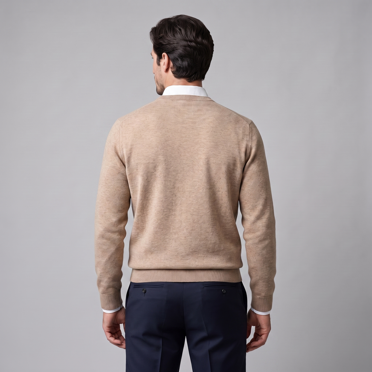 Herren Feinstrick-Pullover mit Rundhalsausschnitt