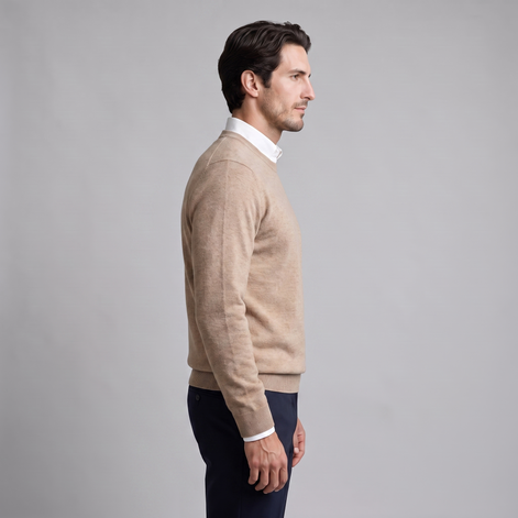Herren Feinstrick-Pullover mit Rundhalsausschnitt