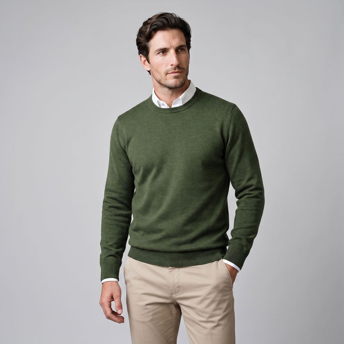 Herren Feinstrick-Pullover mit Rundhalsausschnitt