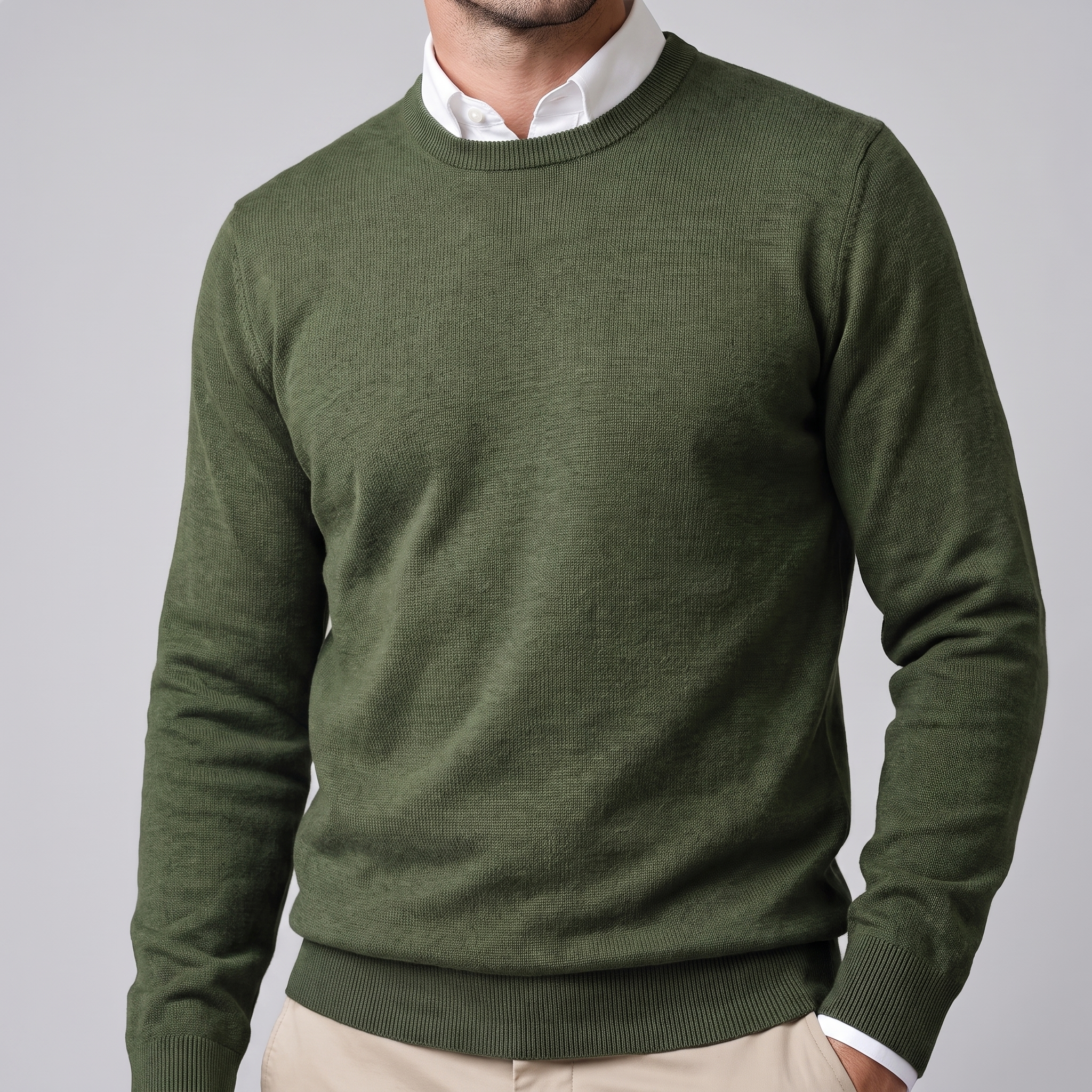 Herren Feinstrick-Pullover mit Rundhalsausschnitt
