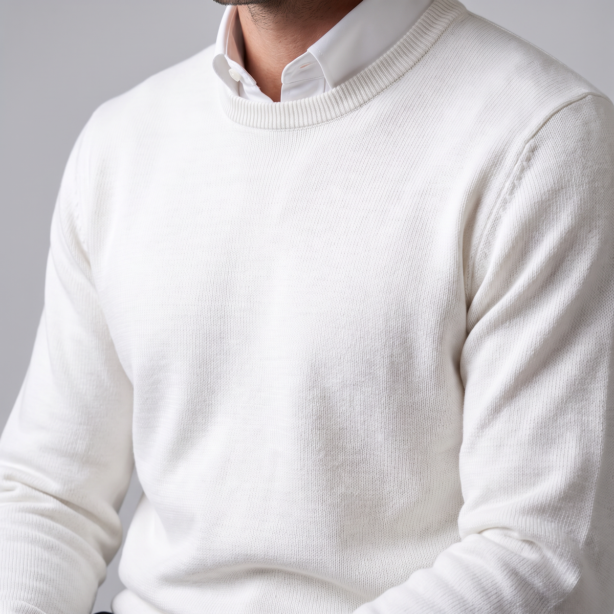 Herren Feinstrick-Pullover mit Rundhalsausschnitt