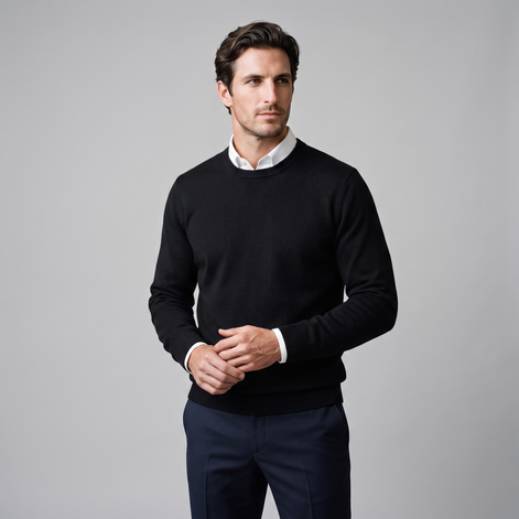 Herren Feinstrick-Pullover mit Rundhalsausschnitt