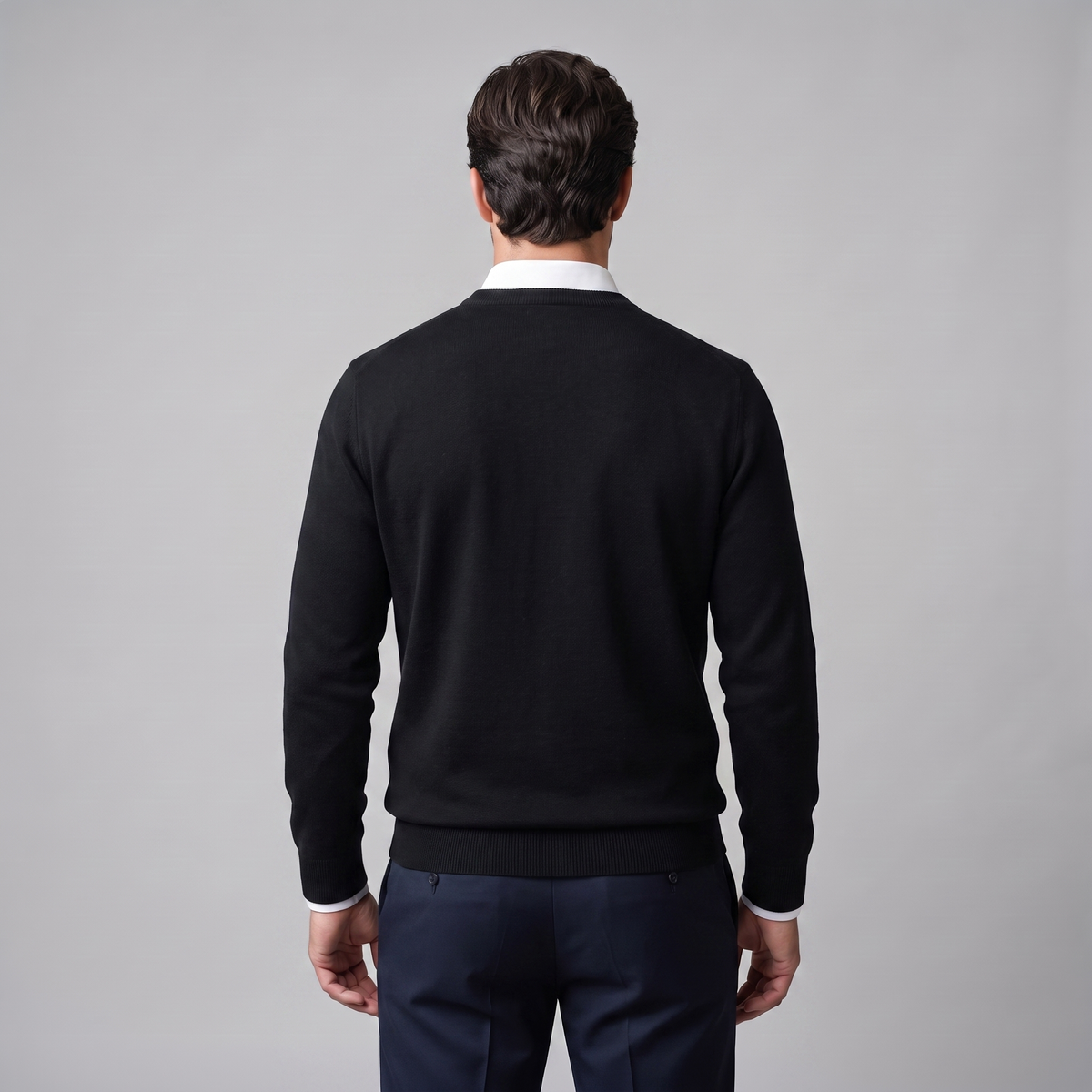 Herren Feinstrick-Pullover mit Rundhalsausschnitt