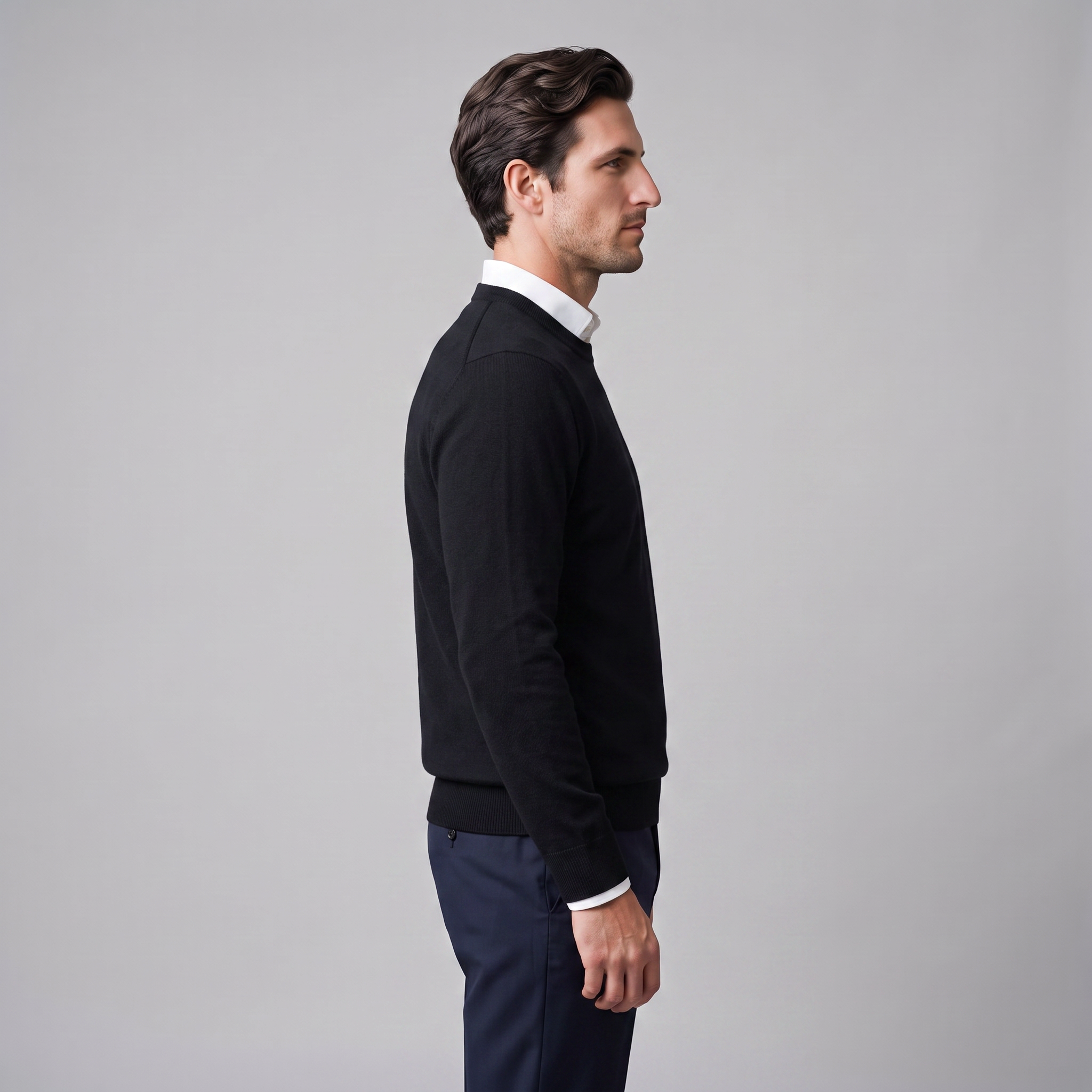 Herren Feinstrick-Pullover mit Rundhalsausschnitt
