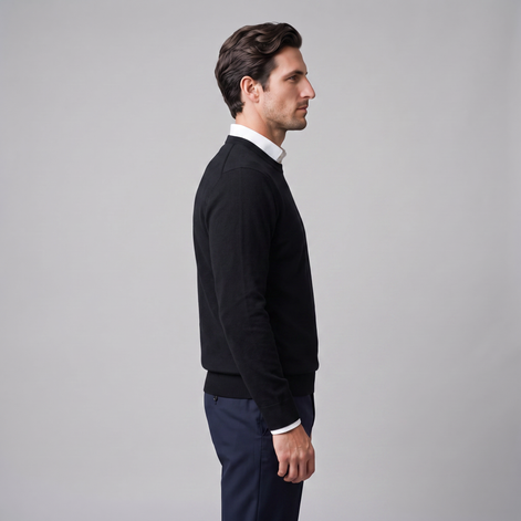 Herren Feinstrick-Pullover mit Rundhalsausschnitt