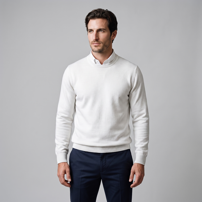 Herren Feinstrick-Pullover mit Rundhalsausschnitt
