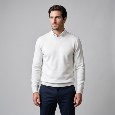 Herren Feinstrick-Pullover mit Rundhalsausschnitt