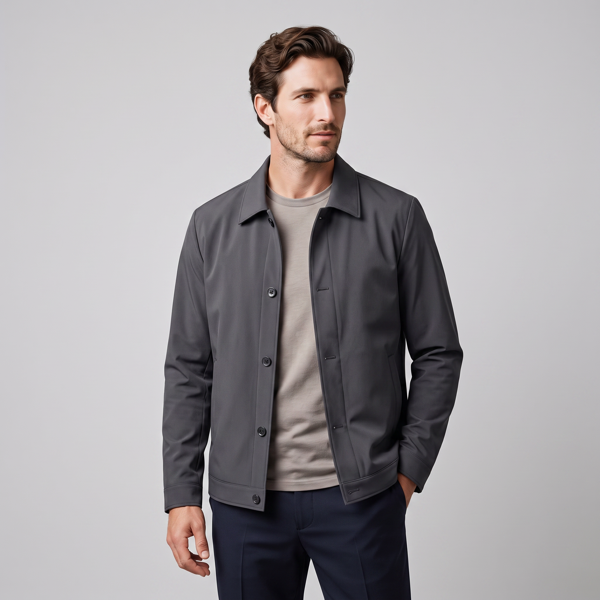 Herren Fleece-gefütterte Jacke mit Hemdkragen