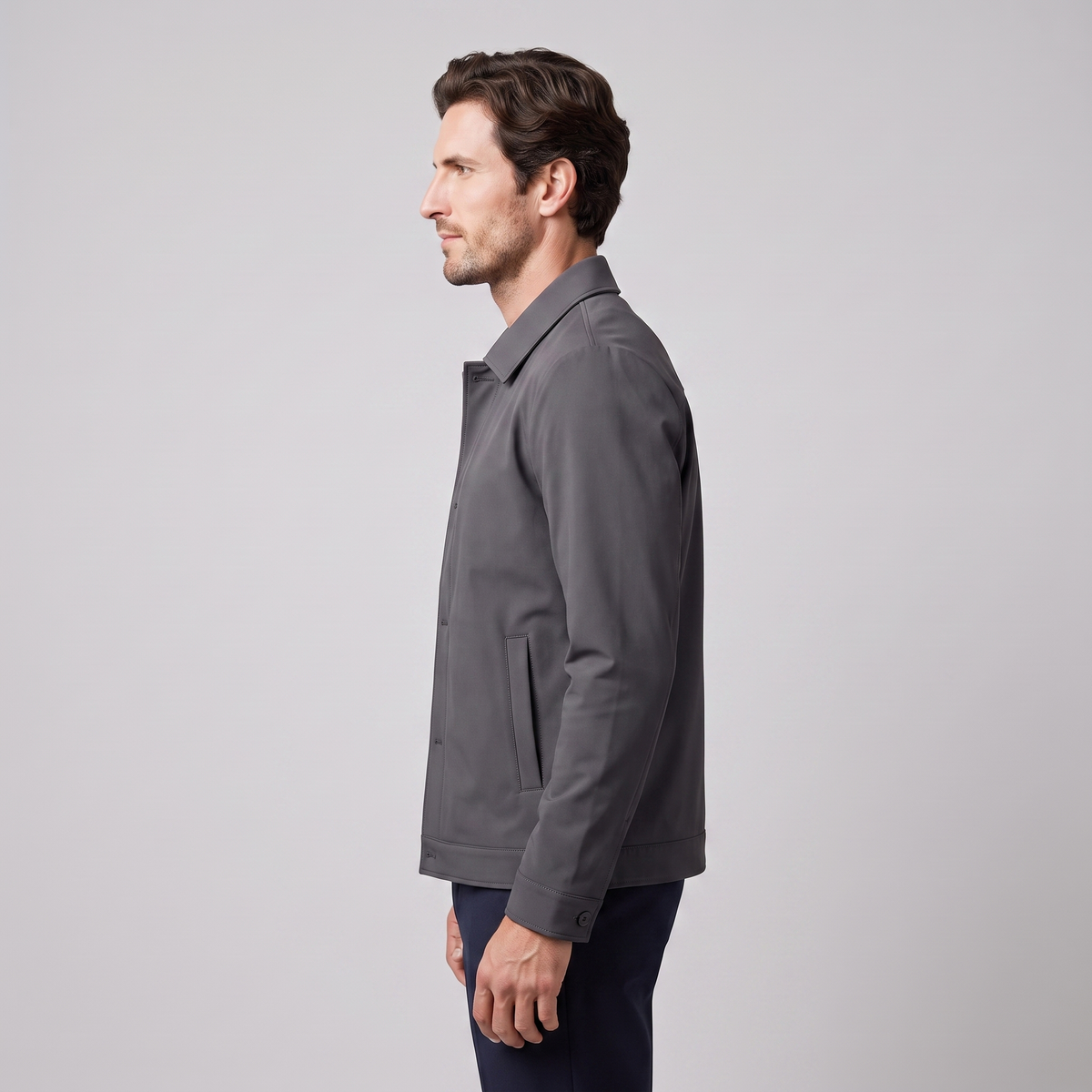 Herren Fleece-gefütterte Jacke mit Hemdkragen