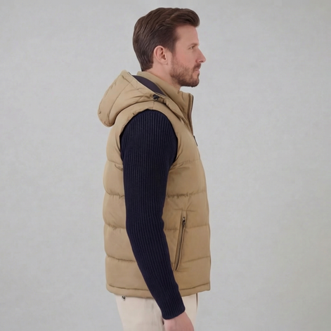 Herren Gepolsterte Bodywarmer Weste Mit Kapuze