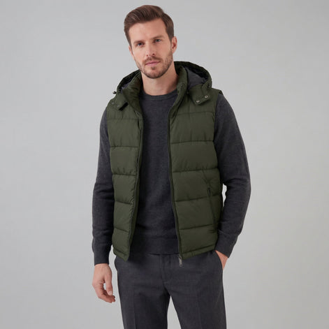 Herren Gepolsterte Bodywarmer Weste Mit Kapuze