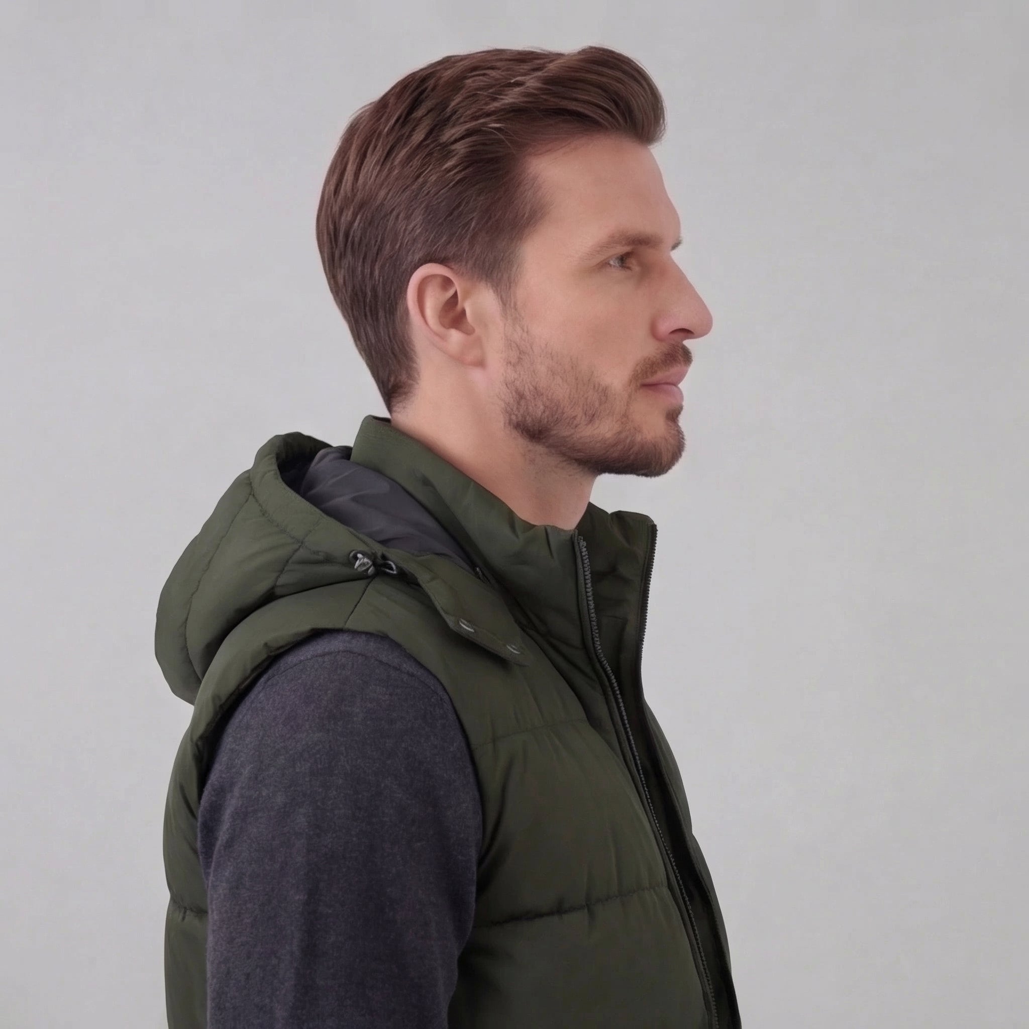 Herren Gepolsterte Bodywarmer Weste Mit Kapuze