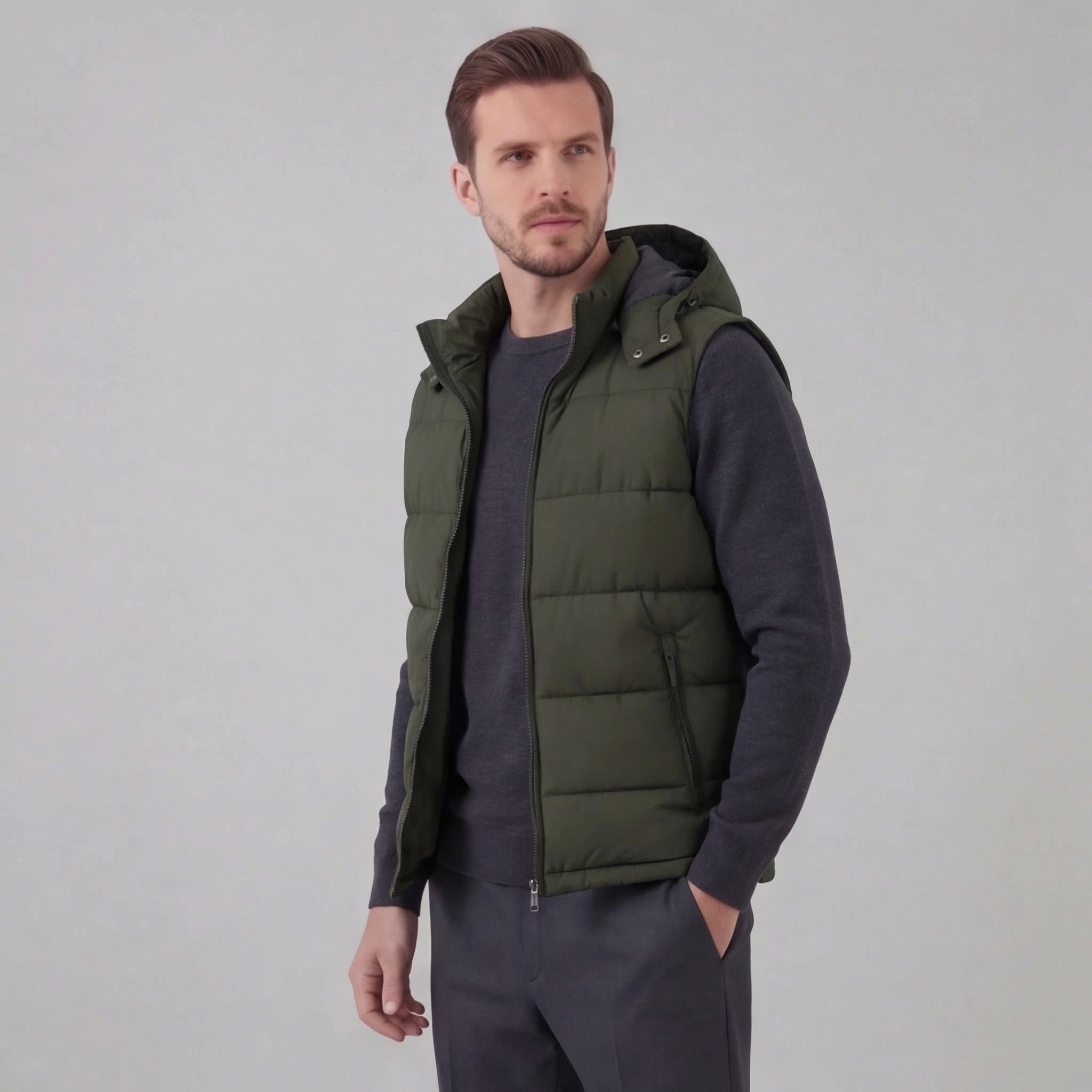 Herren Gepolsterte Bodywarmer Weste Mit Kapuze