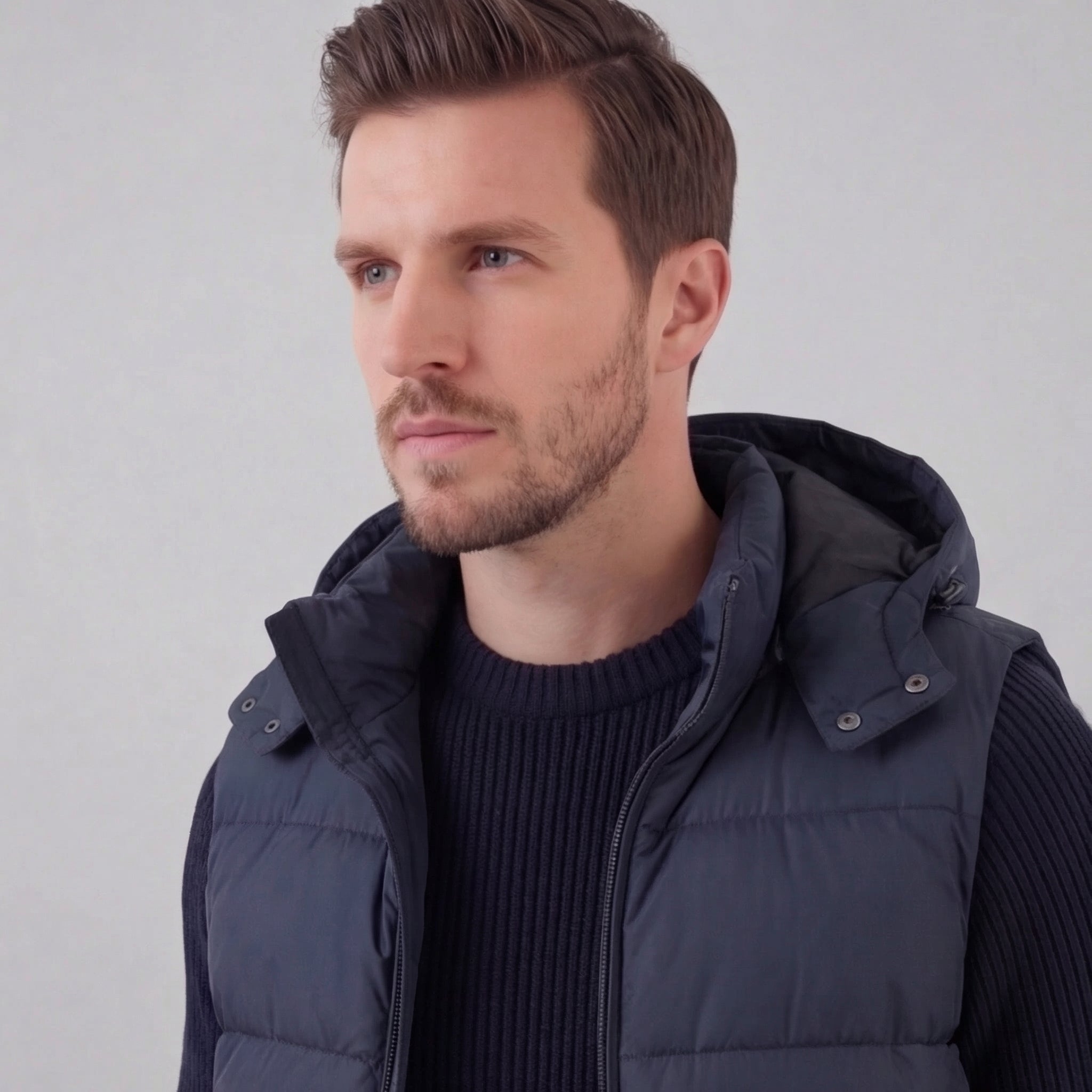 Herren Gepolsterte Bodywarmer Weste Mit Kapuze