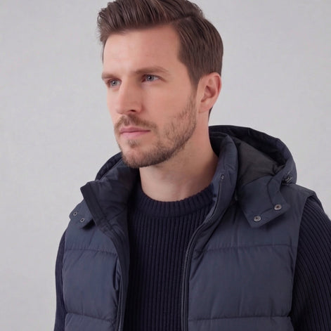 Herren Gepolsterte Bodywarmer Weste Mit Kapuze