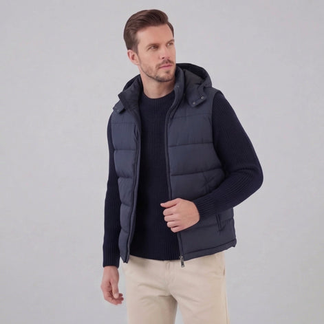 Herren Gepolsterte Bodywarmer Weste Mit Kapuze