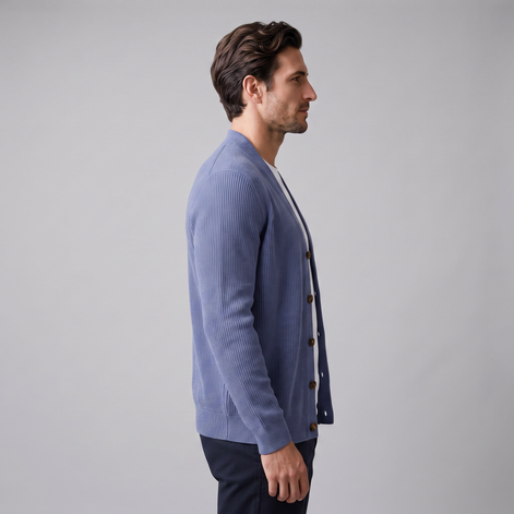 Herren Gerippte Strickjacke aus Wolle