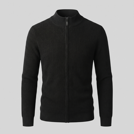 Herren Gerippte Strickjacke aus Wolle