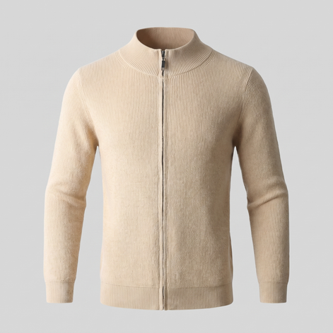 Herren Gerippte Strickjacke aus Wolle