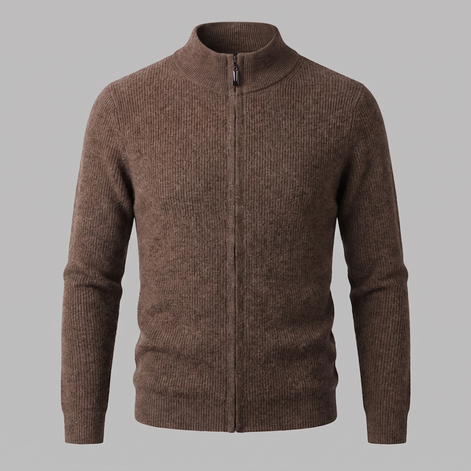 Herren Gerippte Strickjacke aus Wolle