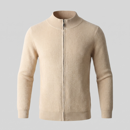 Herren Gerippte Strickjacke aus Wolle