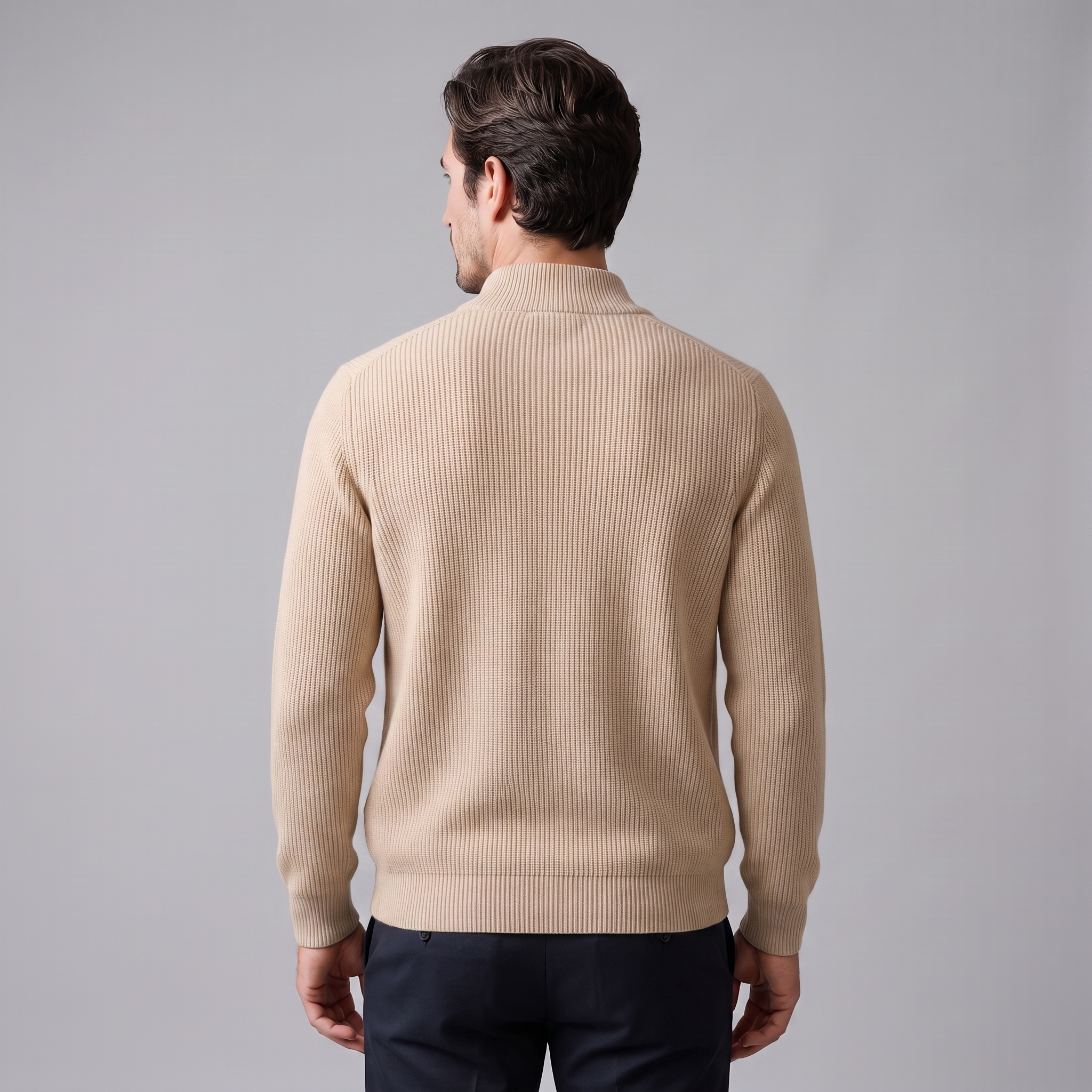 Herren Gerippte Strickjacke aus Wolle