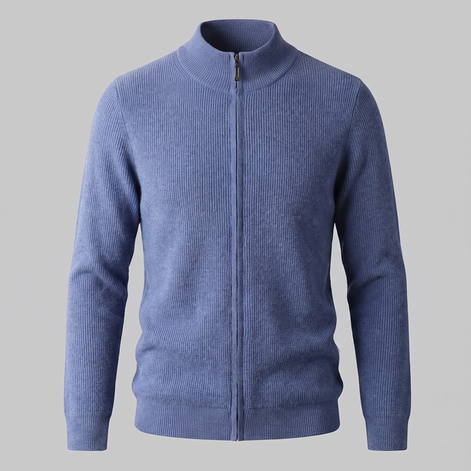 Herren Gerippte Strickjacke aus Wolle