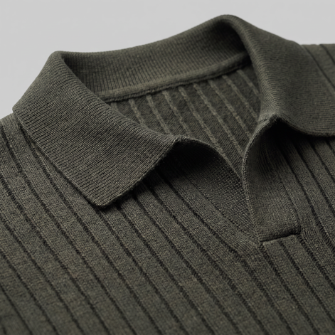 Herren Gerippter Strickpullover mit Polokragen