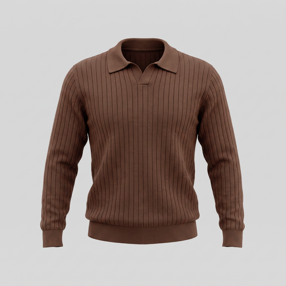 Herren Gerippter Strickpullover mit Polokragen