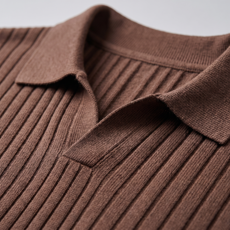 Herren Gerippter Strickpullover mit Polokragen