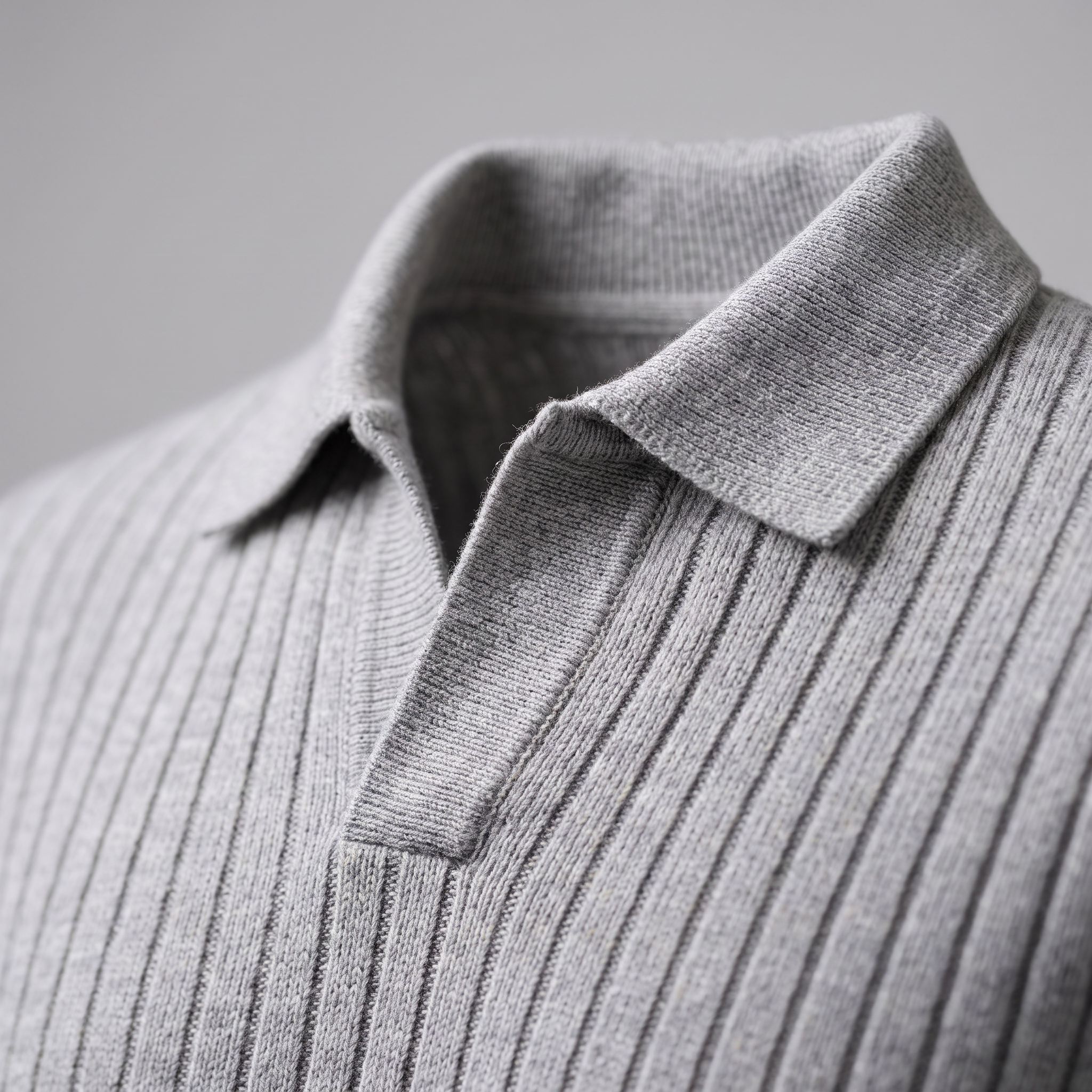 Herren Gerippter Strickpullover mit Polokragen