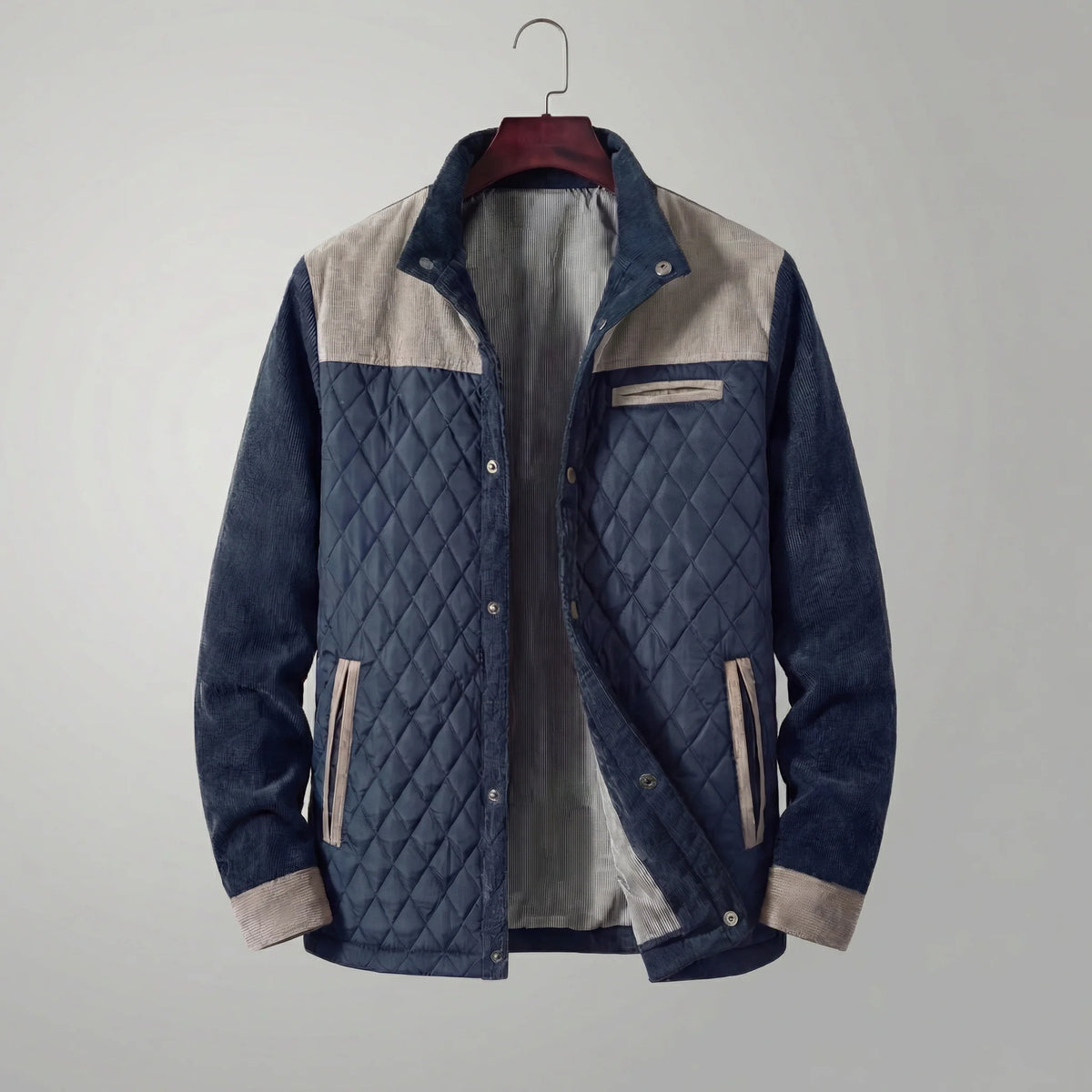 Herren Gesteppte Frühlingsjacke mit Stehkragen