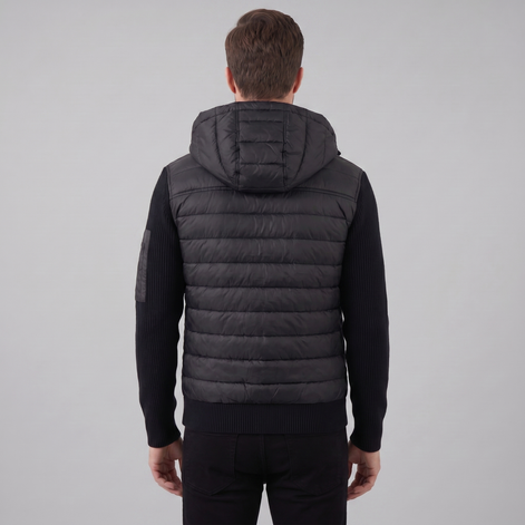 Herren Gesteppte Hybrid Kapuzenjacke