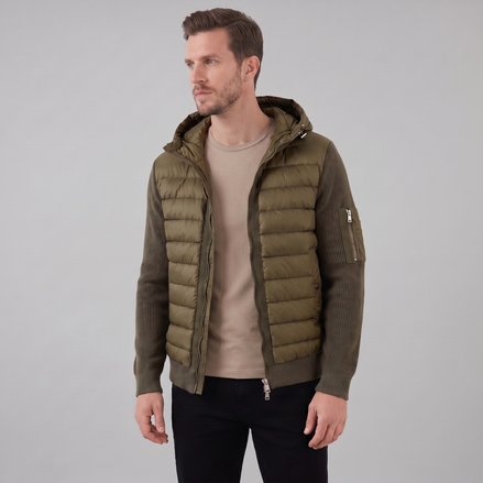 Herren Gesteppte Hybrid Kapuzenjacke