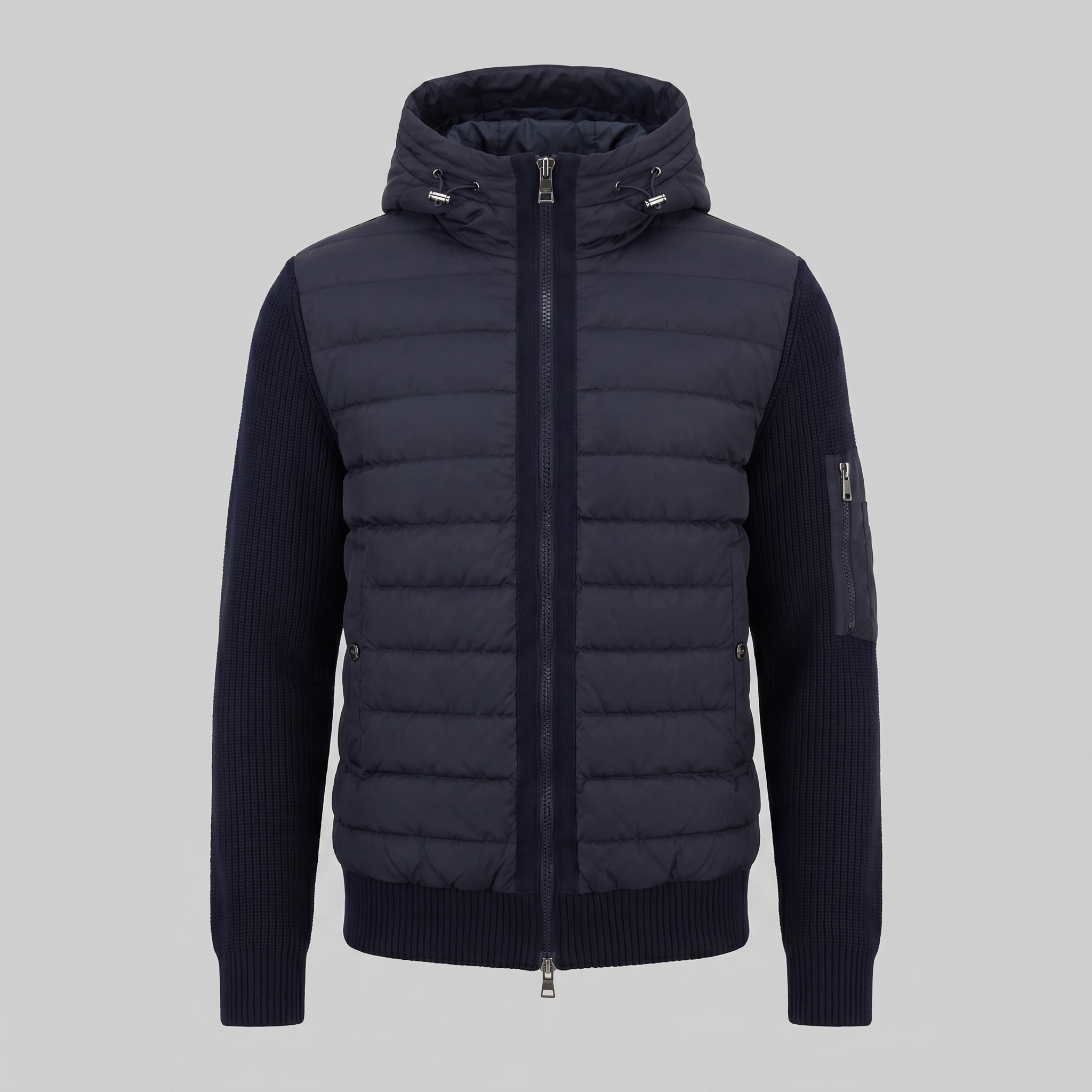 Herren Gesteppte Hybrid Kapuzenjacke