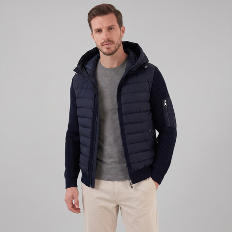 Herren Gesteppte Hybrid Kapuzenjacke