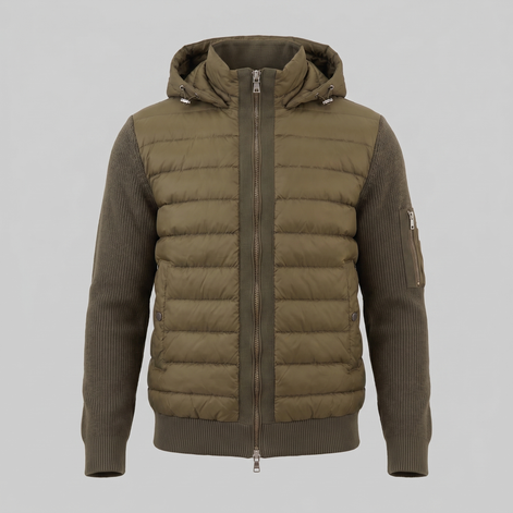 Herren Gesteppte Hybrid Kapuzenjacke
