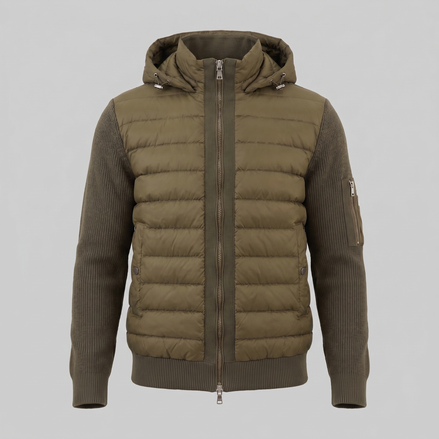 Herren Gesteppte Hybrid Kapuzenjacke
