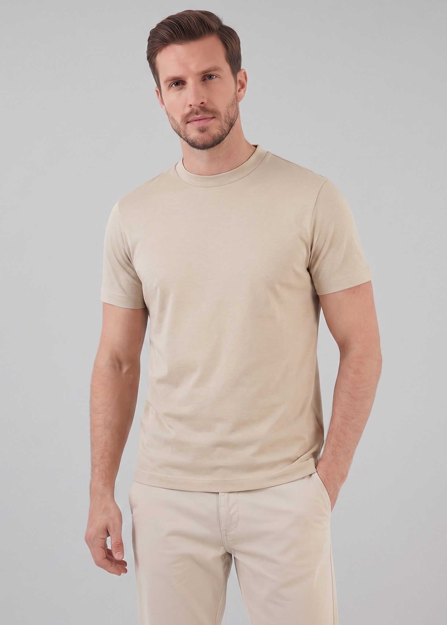 Herren Glänzendes Rundhals T-Shirt