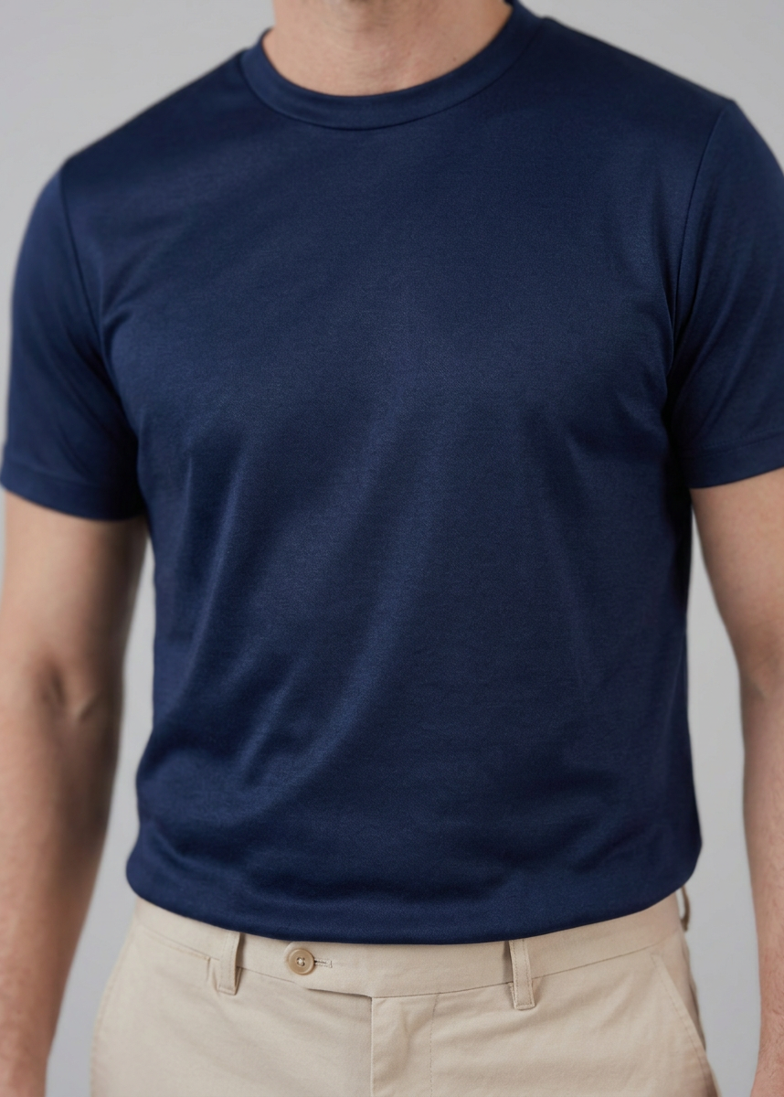 Herren Glänzendes Rundhals T-Shirt