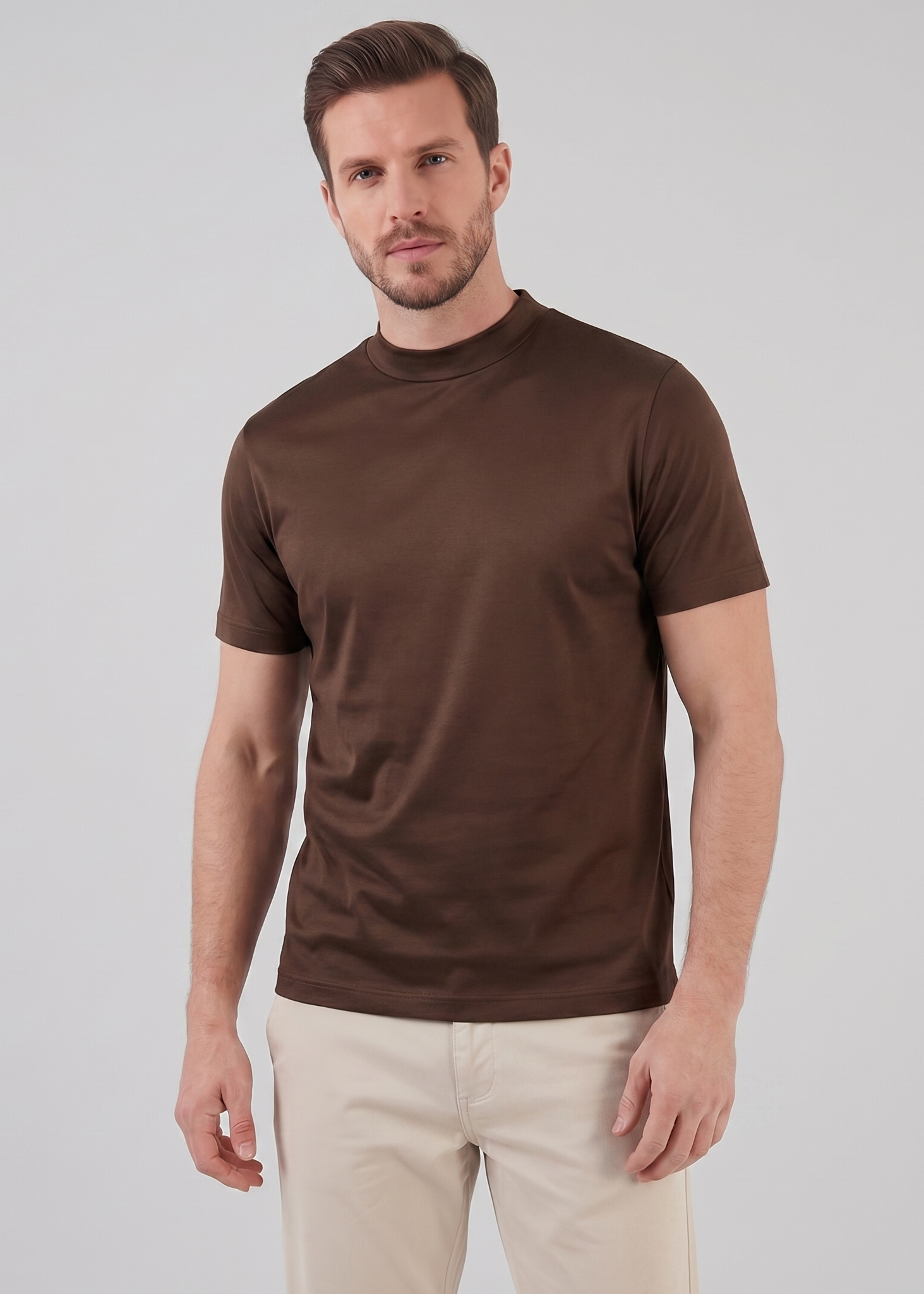 Herren Glänzendes Rundhals T-Shirt