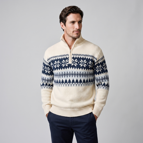 Herren Half-Zip Pullover mit Fair Isle Muster