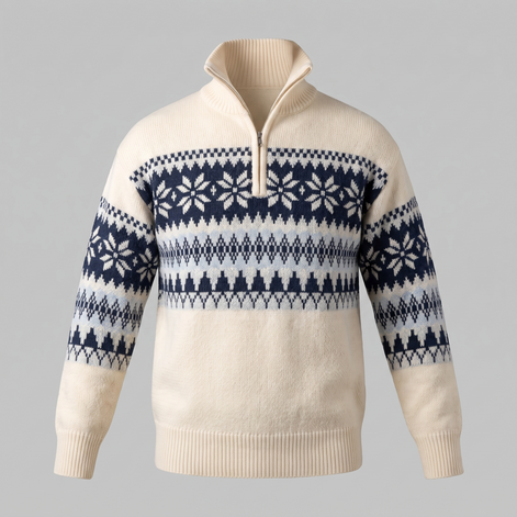 Herren Half-Zip Pullover mit Fair Isle Muster