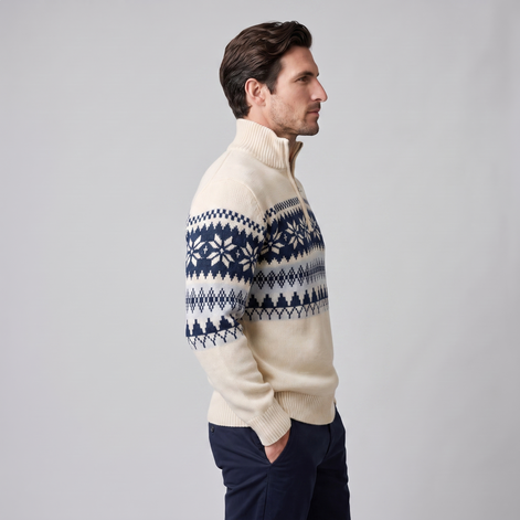 Herren Half-Zip Pullover mit Fair Isle Muster
