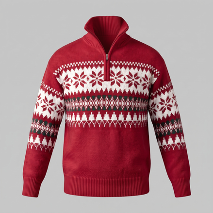Herren Half-Zip Pullover mit Fair Isle Muster