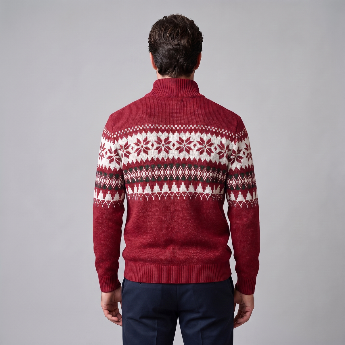 Herren Half-Zip Pullover mit Fair Isle Muster