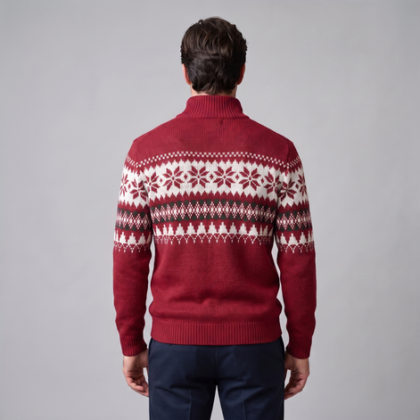 Herren Half-Zip Pullover mit Fair Isle Muster