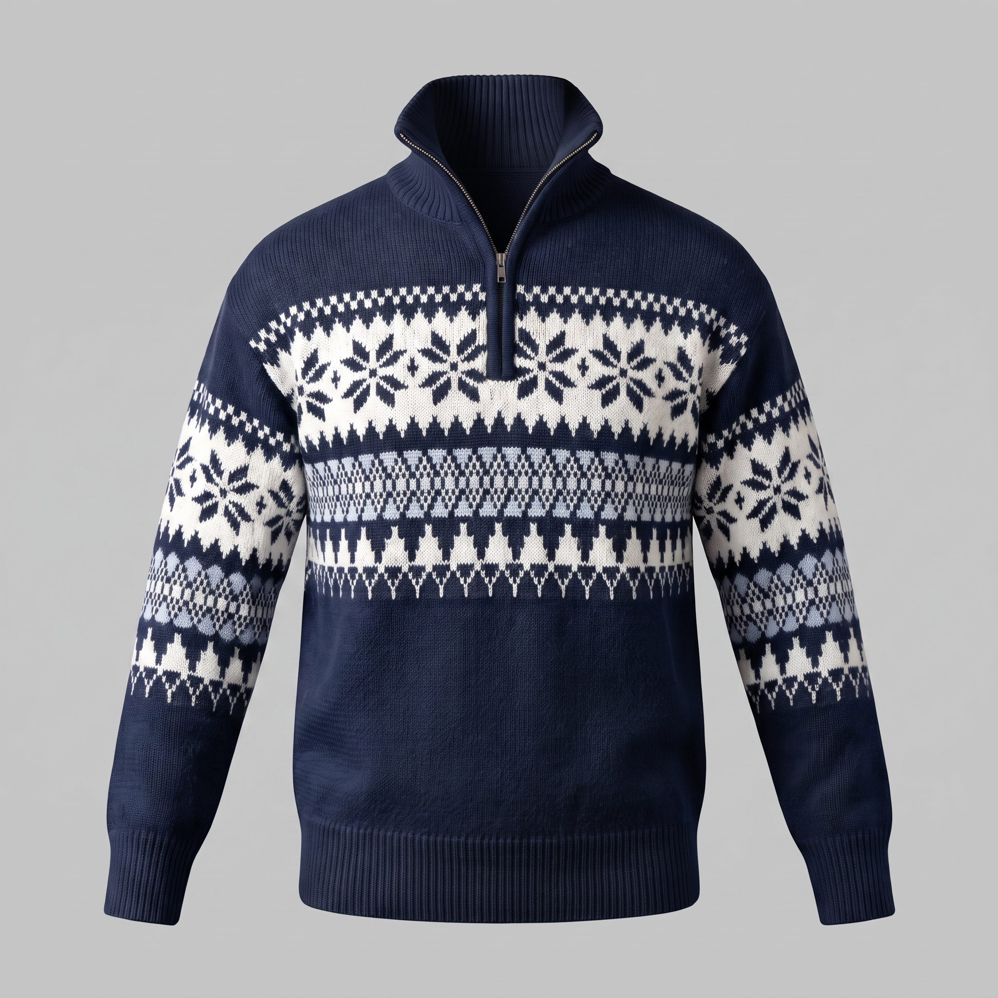 Herren Half-Zip Pullover mit Fair Isle Muster