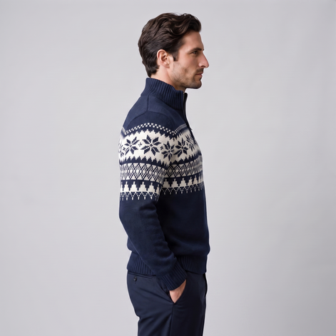 Herren Half-Zip Pullover mit Fair Isle Muster