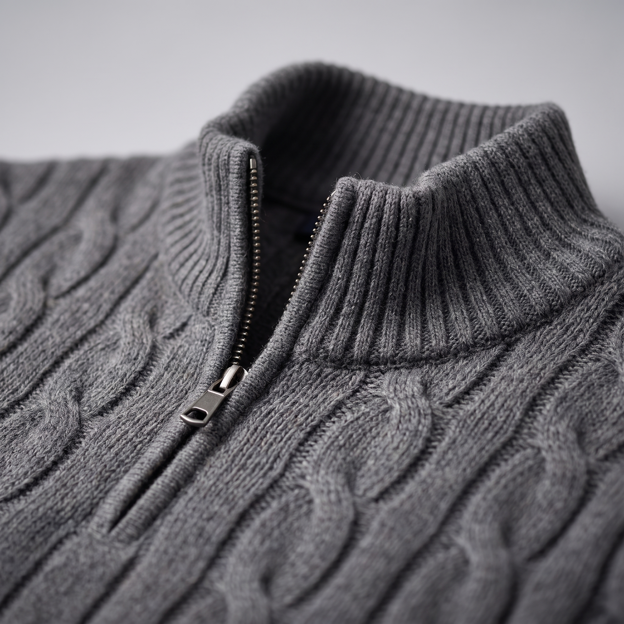 Herren Half-Zip Pullover mit Zopfmuster
